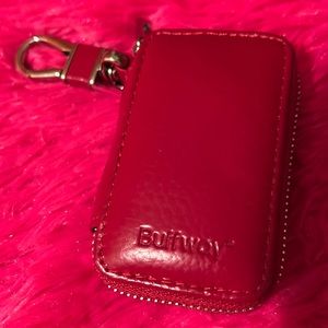 Buffway  Red Leather Zippered Key Case New Without Tags
